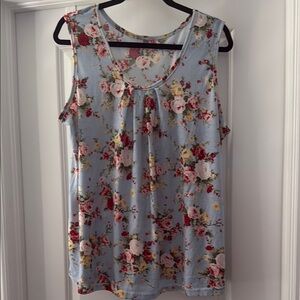 Zeagoo Floral Tank Top - Light Blue and flower design